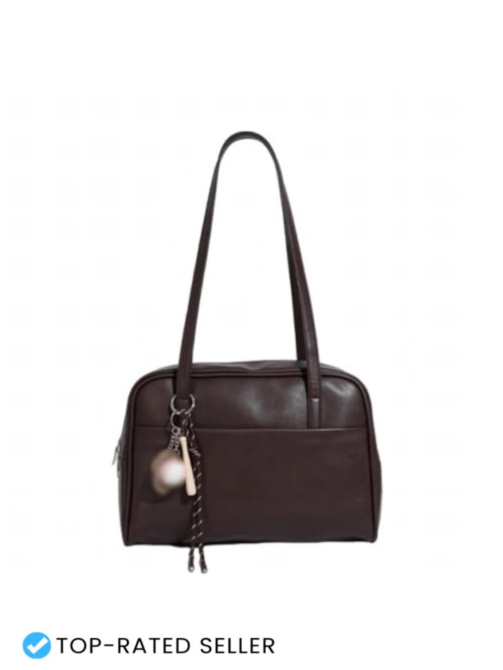 Vintage Brown Shoulder Bag Women Hobo Purse Square Designer Zipper Faux Leather